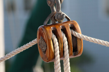 wooden block and tackle