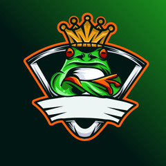 king frog esport logo, vector illustration, very suitable for game team logos, squad logos, frog community logos,