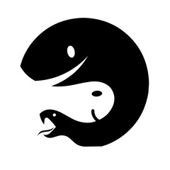 vector illustration, shark and turtle silhouette logo