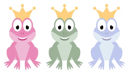 Fotobehang set of illustrations of frogs in the crown © miss LEMON