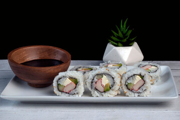 california cheese rollwith avacado and crab meat