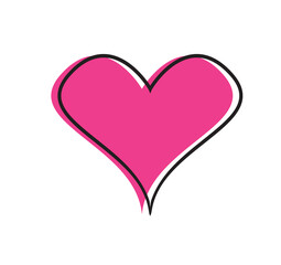 Hand Drawn Beautiful Heart Offset Stroke Isolated Icon Illustration
