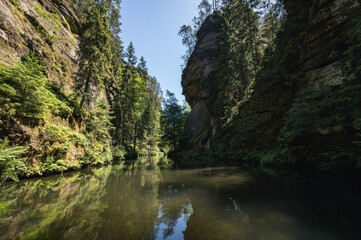 Fototapeta na wymiar Edmundova Souteska (Edmund's Gorge) near Hrensko in Bohemian Switzerland, Czech Republic