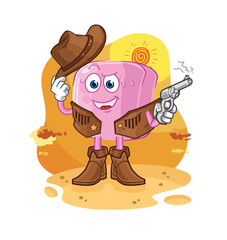 nail cowboy with gun character vector