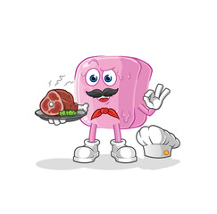 nail chef with meat mascot. cartoon vector