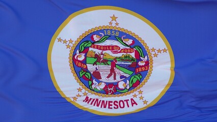 Flag of Minnesota state, region of the United States, waving at wind. 3d illustration