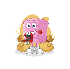 nail propose with ring. cartoon mascot vector