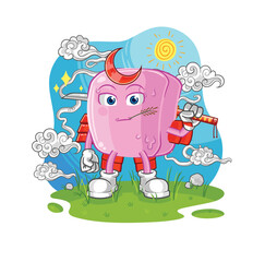 nail samurai cartoon. cartoon mascot vector