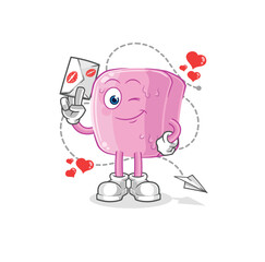 nail hold love letter illustration. character vector