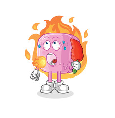 nail eat hot chilie mascot. cartoon vector