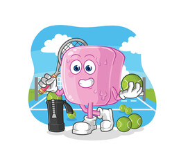 nail plays tennis illustration. character vector