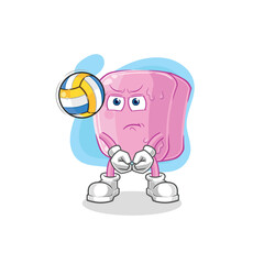 nail play volleyball mascot. cartoon vector