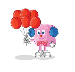 nail clown with balloons vector. cartoon character