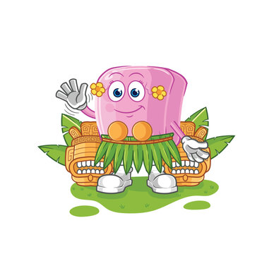 nail hawaiian waving character. cartoon mascot vector