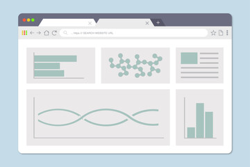 Browser window isolated vector web elements. Illustration of window browser, website menu. Website template design. Mockup for web site design.