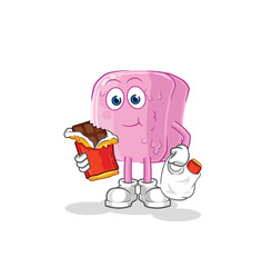 nail eat chocolate mascot. cartoon vector