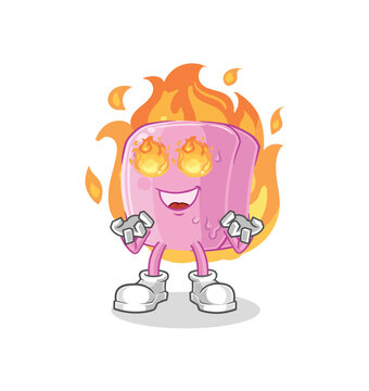 nail on fire mascot. cartoon vector