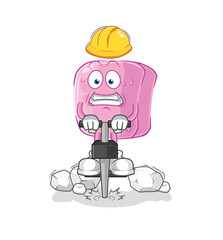 nail drill the ground cartoon character vector