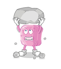 nail lifting rock cartoon character vector