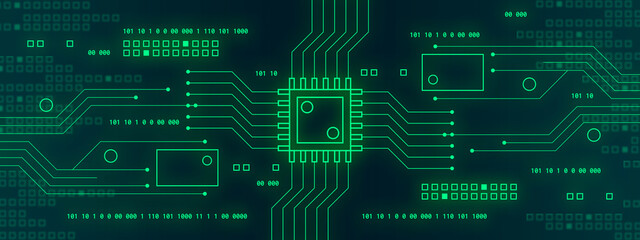 Computing speed. Integrated circuit concept.