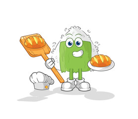 onigiri baker with bread. cartoon mascot vector