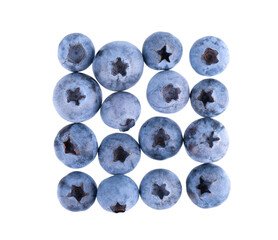 Fresh blueberry isolated on white background. Bilberry or whortleberry. Clipping path. Top view.