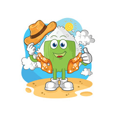 onigiri go on vacation. cartoon mascot vector