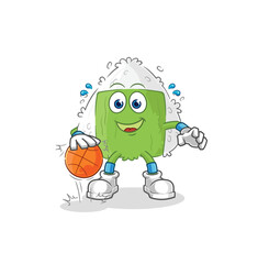 onigiri dribble basketball character. cartoon mascot vector