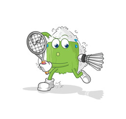 onigiri playing badminton illustration. character vector