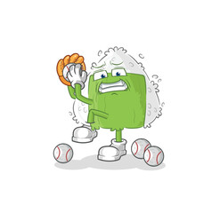onigiri baseball pitcher cartoon. cartoon mascot vector