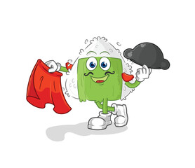 onigiri matador with red cloth illustration. character vector