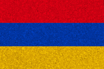 Armenia flag on styrofoam texture. national flag painted on the surface of plastic foam