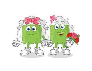 Obraz premium onigiri wedding cartoon. cartoon mascot vector