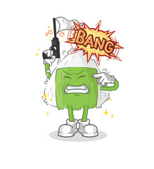 onigiri warning shot mascot. cartoon vector