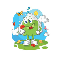 onigiri pick flowers in spring. character vector