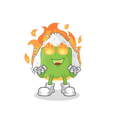 onigiri on fire mascot. cartoon vector