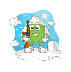 onigiri soldier in winter. character mascot vector