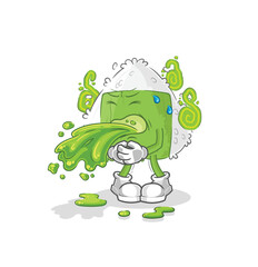 onigiri throw up cartoon. cartoon mascot vector