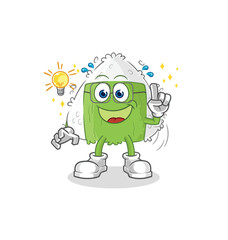 onigiri got an idea cartoon. mascot vector