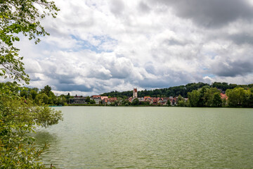 Beautiful view of the town and lake in Bad Waldsee, Germany