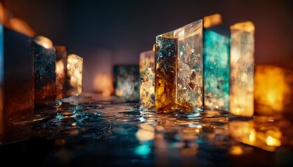 Epoxy resin. Abstract background. Reflection of light. 3D illustration.