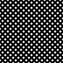 White rhombuses tessellation on black background. Seamless surface pattern design with diamonds ornament. Crossed lines wallpaper. Grid motif. Digital paper for textile print, page fill. Vector art