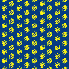 Blue Wallpaper with Cute Yellow Doodle Flowers