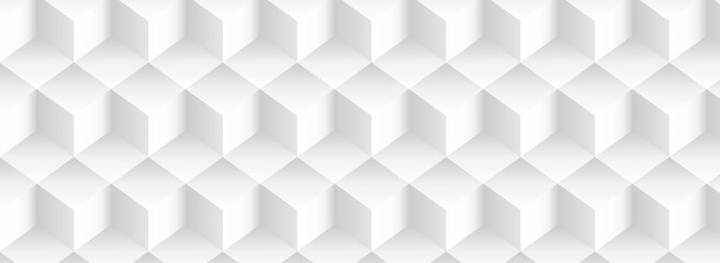Abstract geometric pattern seamless cubic panoramic background. White graphic design. Vector illustration.