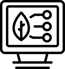 Digital monitor icon outline vector. Tech care. Nature eco