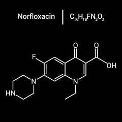 chemical structure of Norfloxacin (C16H18FN3O3)