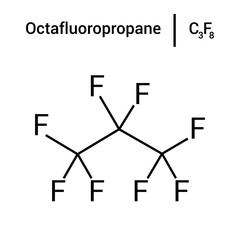 chemical structure of Octafluoropropane (C3F8)