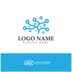 Neuron logo or nerve cell logo design,molecule logo illustration template icon with vector concept