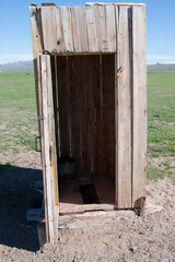 Wooden latrine in rural Mongolia