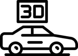 Sale 3d car icon outline vector. Printer design. Engine automotive